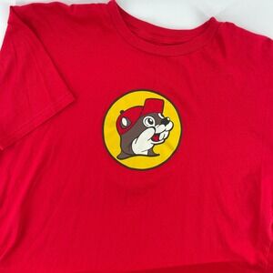 Bucees Beaver Logo Red T‎ Shirt Adult Large Cotton Short Sleeve Casual Tee